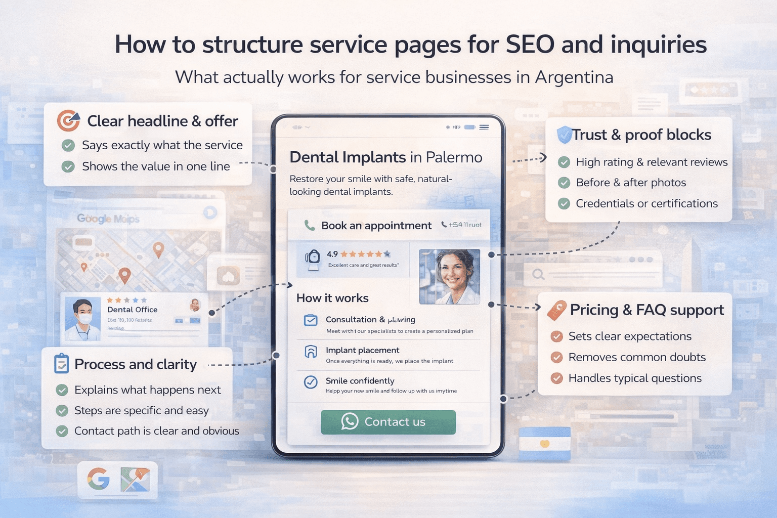Cómo estructurar las páginas de tu clínica dental para SEO y turnos